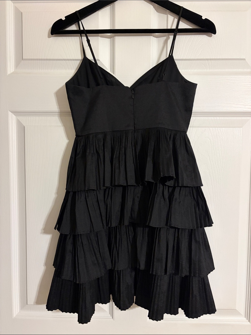 LIKELY Black Cella Pleated Tiered Ruffle Mini Cocktail Dress Size 0 - Picture 3 of 8